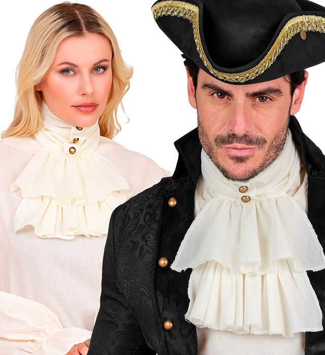 Weisses Jabot mit Rüschen als Piratenkostüm Accessoire