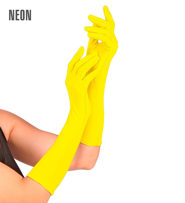 Neon gelbe lange Handschuhe als Fasnacht- und Karneval-Accessoire