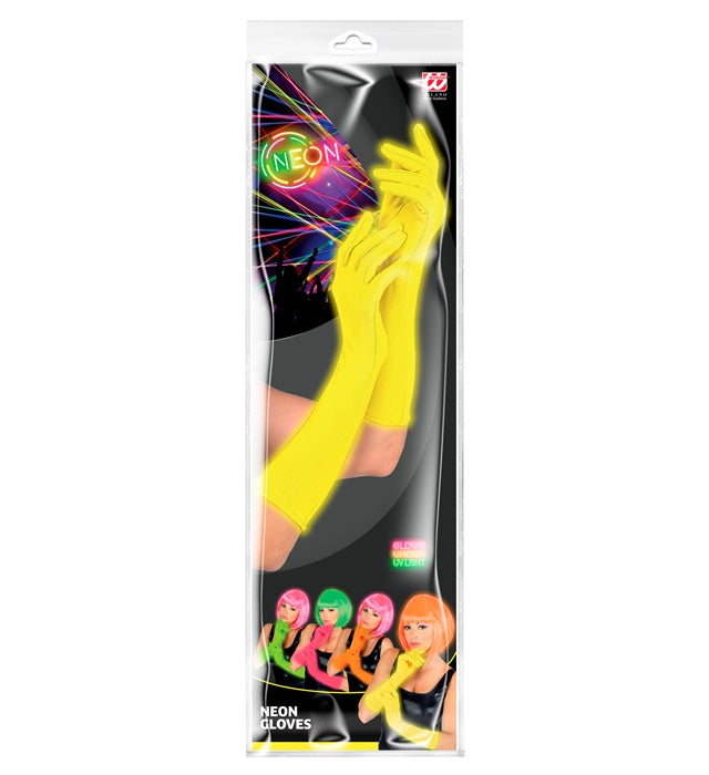 Neon gelbe lange Handschuhe als Fasnacht- und Karneval-Accessoire