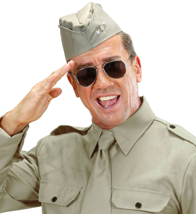 US-Soldat Mütze mit drei Sternen als kostümzubehör für Fasnacht und Karneval