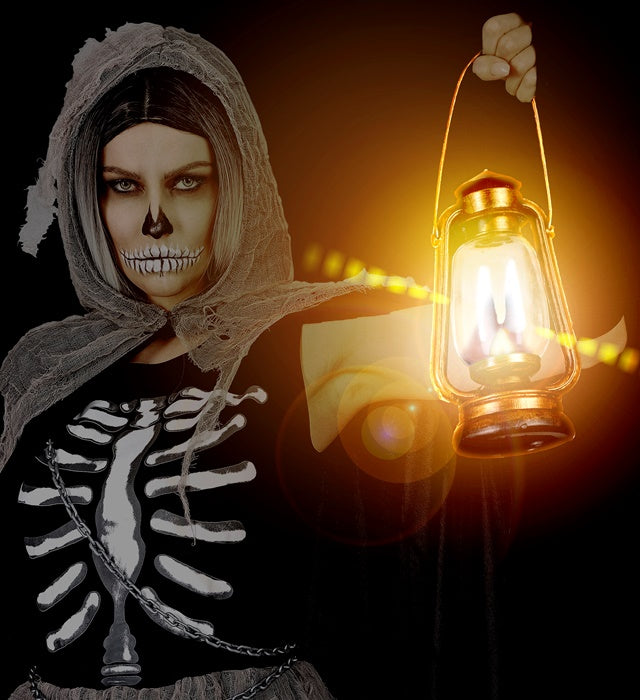 Piraten-Laterne mit flackerndem LED-Licht für Fasnacht und Karneval