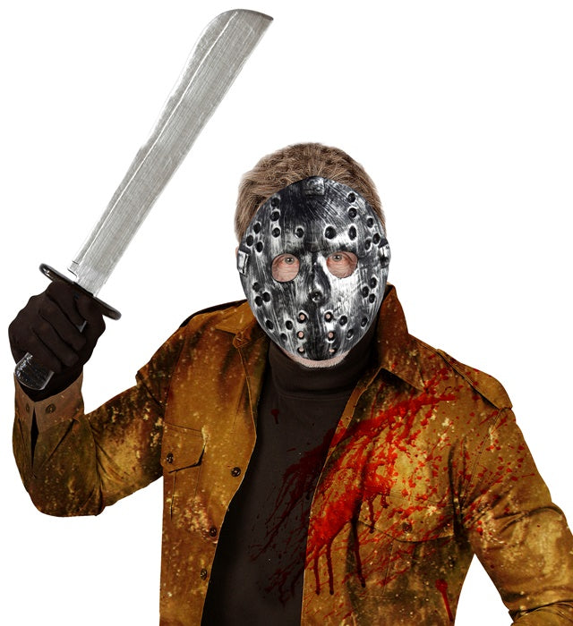 Maske und 56 cm Machete als Fasnachts- und Halloween-Kostümzubehör