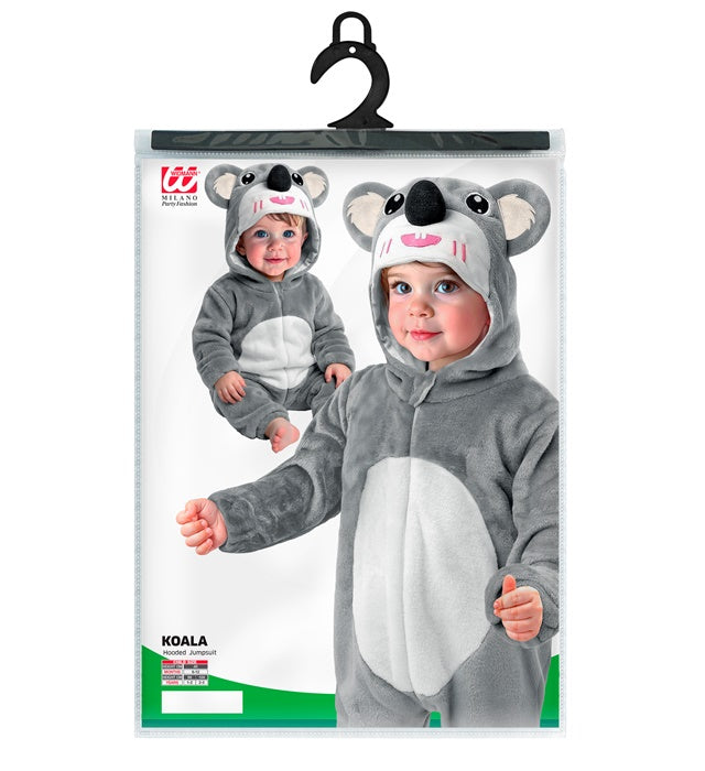 Koala Bär Plüschkostüm Overall mit Kapuze in grauer Farbe