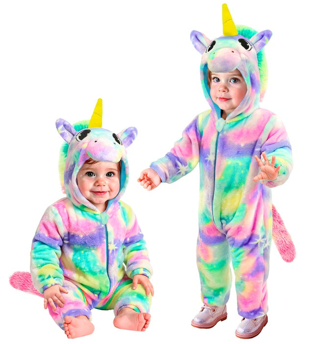 Einhorn Plüschkostüm Overall mit Kapuze in Samtoptik für Fasnacht und Mottoparty