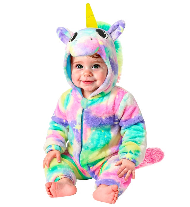 Einhorn Plüschkostüm Overall mit Kapuze in Samtoptik für Fasnacht und Mottoparty