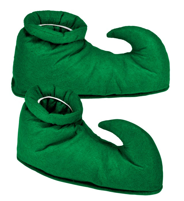 Grüne Elfen Schuhüberzieher als Kostümzubehör für Fasnacht und Mottoparty