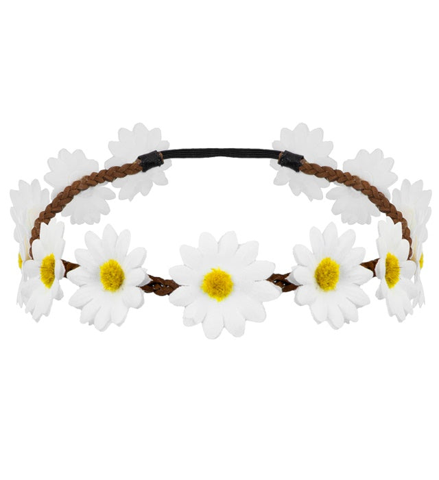 Haarband mit weißen Gänseblümchen als Fasnachts-Accessoire