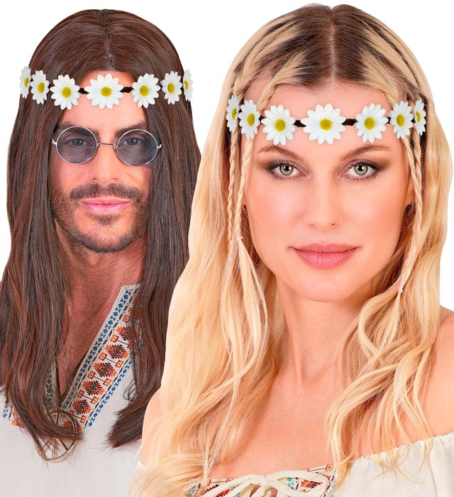 Haarband mit weißen Gänseblümchen als Fasnachts-Accessoire