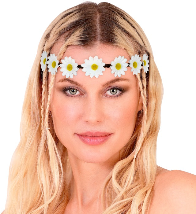 Haarband mit weißen Gänseblümchen als Fasnachts-Accessoire