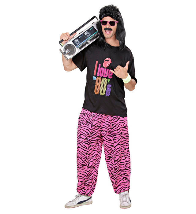Pink Zebra 80er Jahre Hose mit auffälligem Muster für Fasnacht und Mottoparty