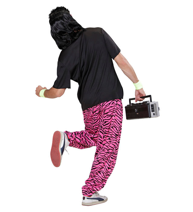 Pink Zebra 80er Jahre Hose mit auffälligem Muster für Fasnacht und Mottoparty