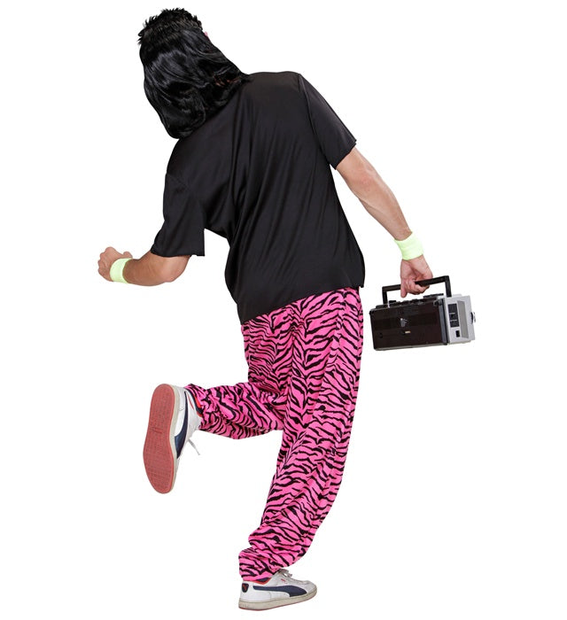 Pink Zebra 80er Jahre Hose mit auffälligem Muster für Fasnacht und Mottoparty