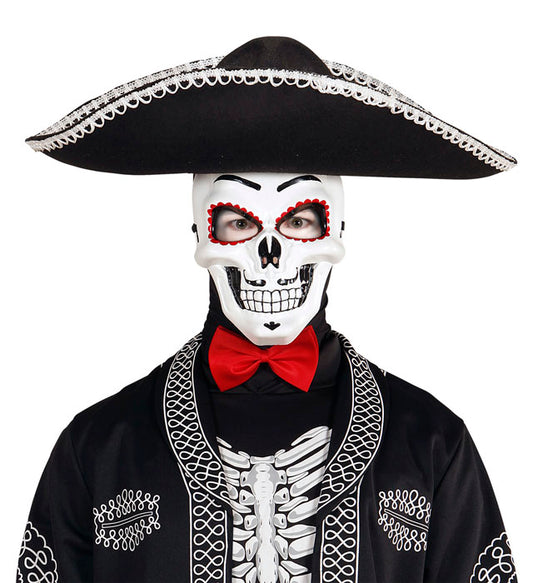 Fasnacht Maske im Dia de los Muertos Totenkopf Design mit bunten Verzierungen