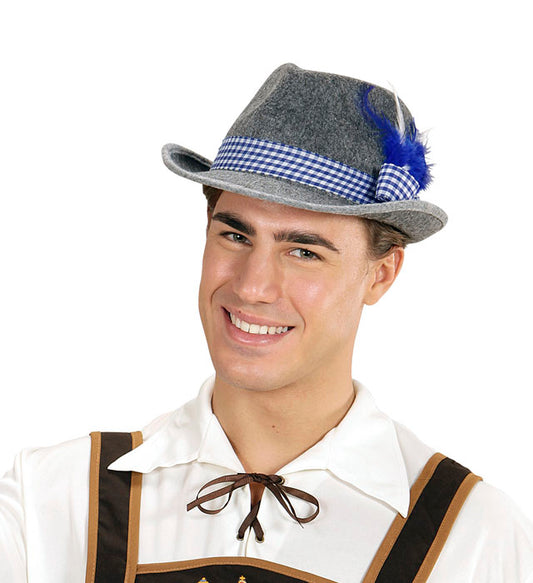Bayrischer Fedora-Hut aus Filz mit dekorativen Federn