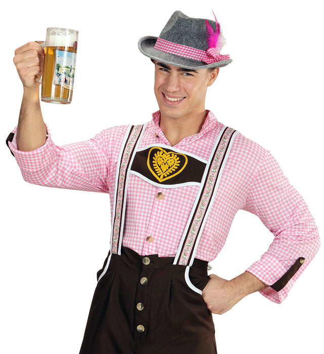 Bayrischer Fedora Hut aus Filz mit dekorativen Federn für Fasnacht