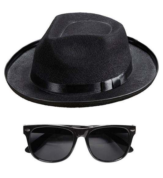 "BLUES MAN" (Hut, Brille) Schwarz