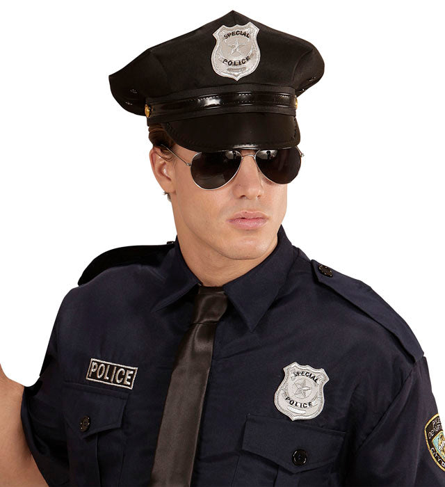 Polizei-Set mit Hut, Sonnenbrille und Dienstmarke für Fasnacht
