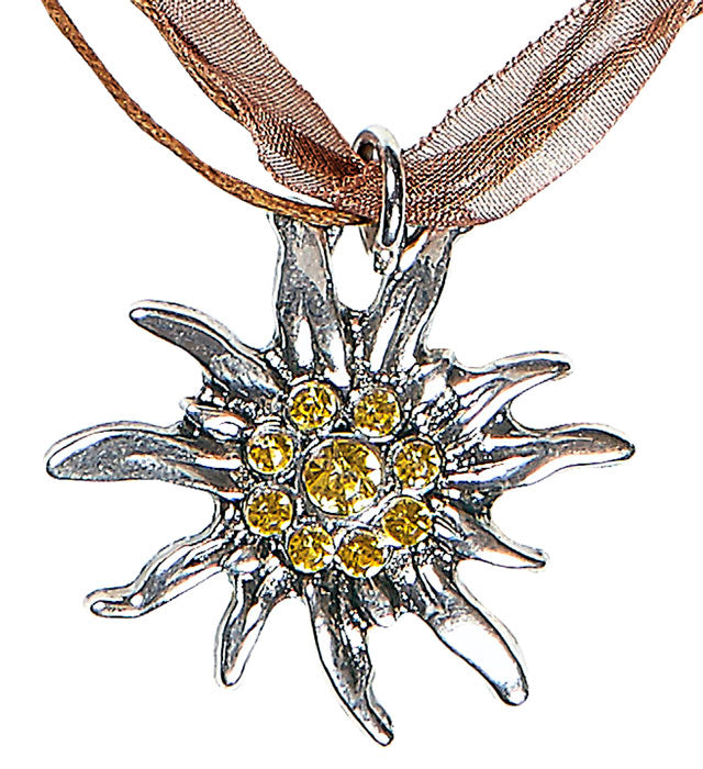 Strasskette mit Edelweiss-Motiv und funkelnden Steinen