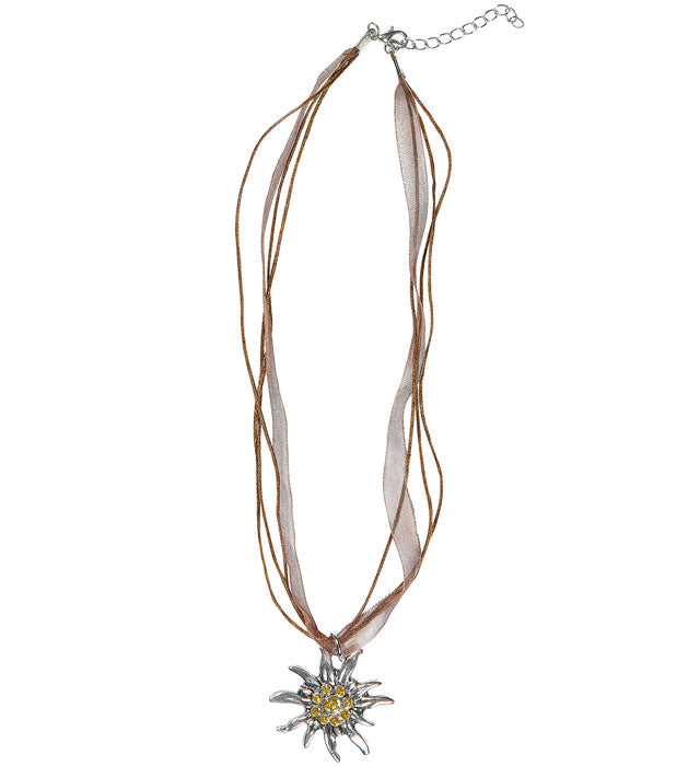 Strasskette mit Edelweiss-Motiv und funkelnden Steinen