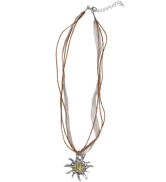 Strasskette mit Edelweiss-Motiv und funkelnden Steinen