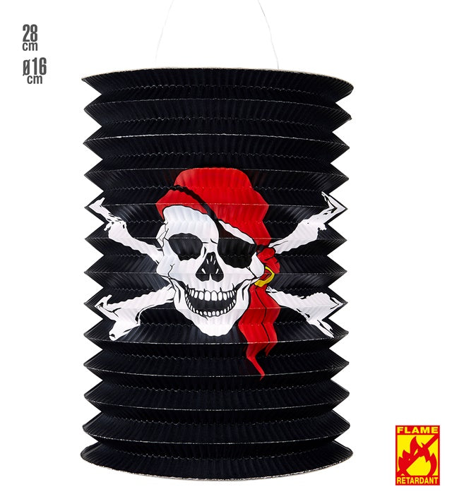 Schwer entflammbare Piraten Laterne Ø16 cm mit Piratenmotiv
