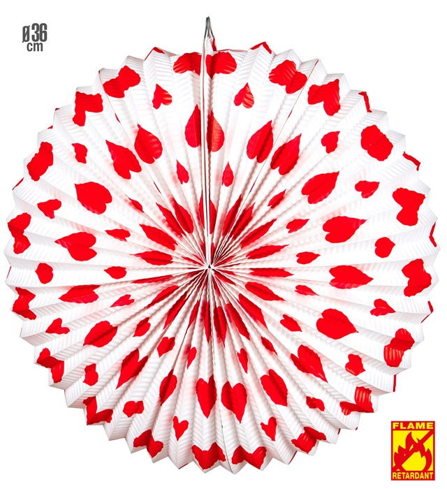 Roter runder Lampion mit Herz-Motiv und Ø 36 cm