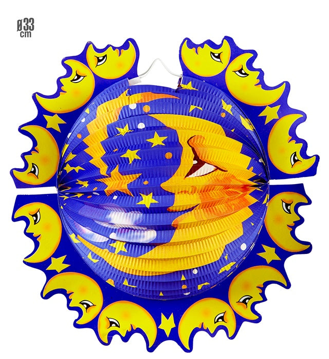Runder Mond Lampion 33 cm leuchtend für Fasnacht und Laternenumzüge