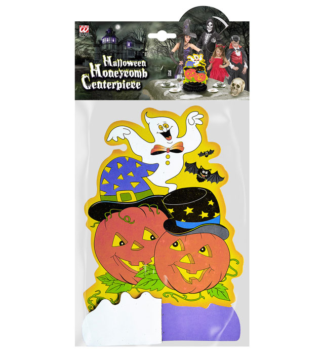 Wabenball mit Halloween-Motiven, 28 cm, dekorative Herbst- und Halloween-Deko