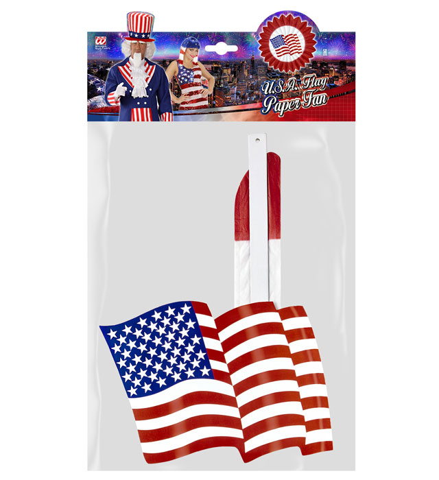 Roter Papierfächer mit USA Flagge, 50 cm Durchmesser