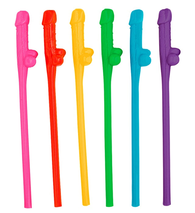 Set mit 6 bunten Strohhalmen in verschiedenen Farben für Fasnacht und Party