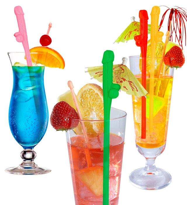 Set mit 6 bunten Strohhalmen in verschiedenen Farben für Fasnacht und Party