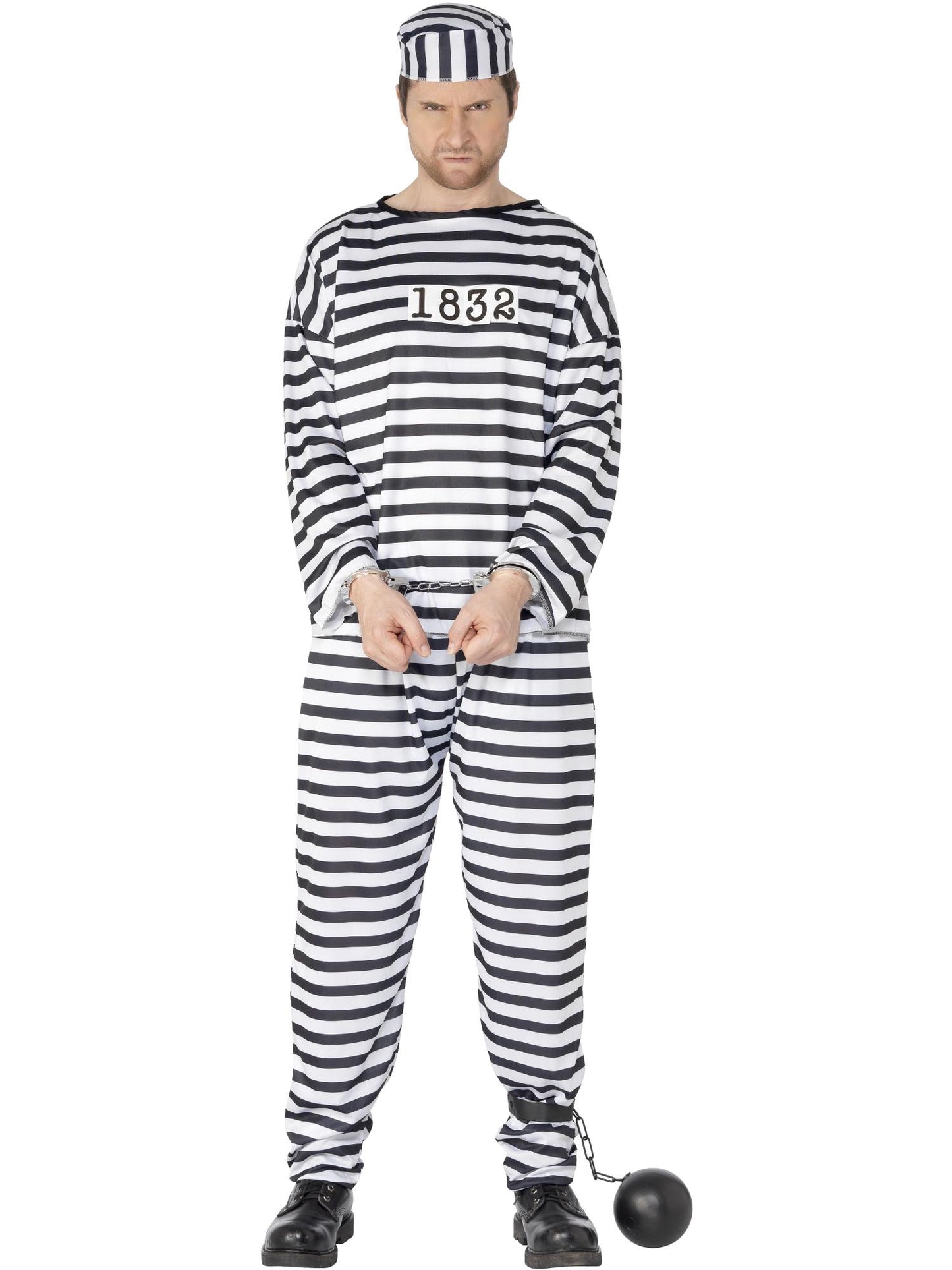 Smiffys Convict Costume, Black & White CS für Herren