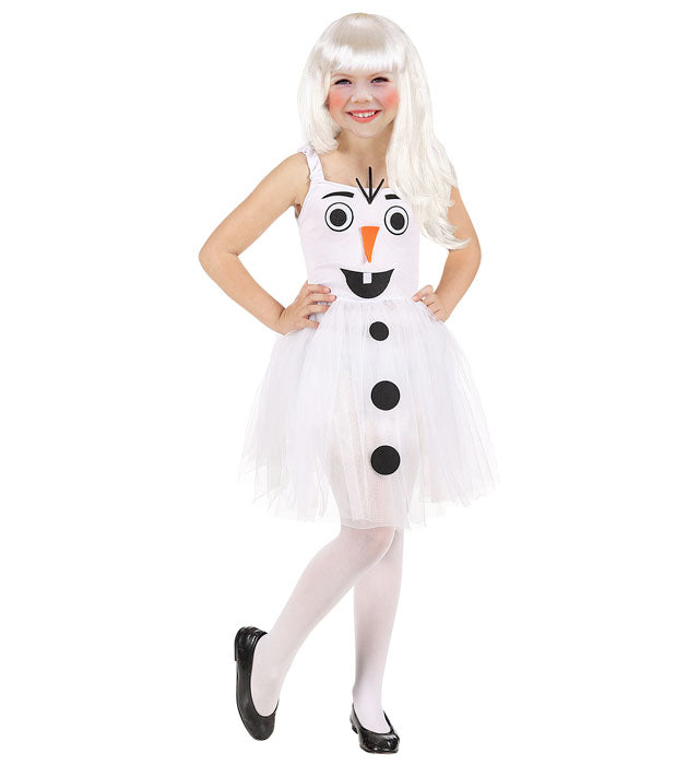 Damen Schneemann-Kleid mit weißem Tutu-Rock als Fasnachtskostüm