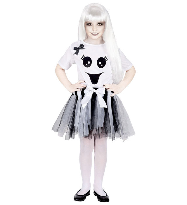 Geist-Kostüm mit schwarzem T-Shirt und weiß-schwarzem Tutu für Fasnacht