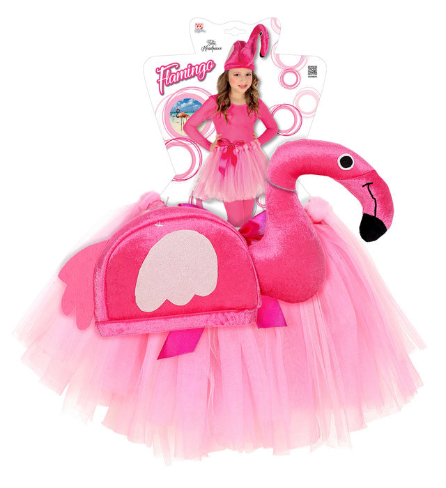 Pinkes Flamingo-Kostüm bestehend aus Tutu und Kopfbedeckung