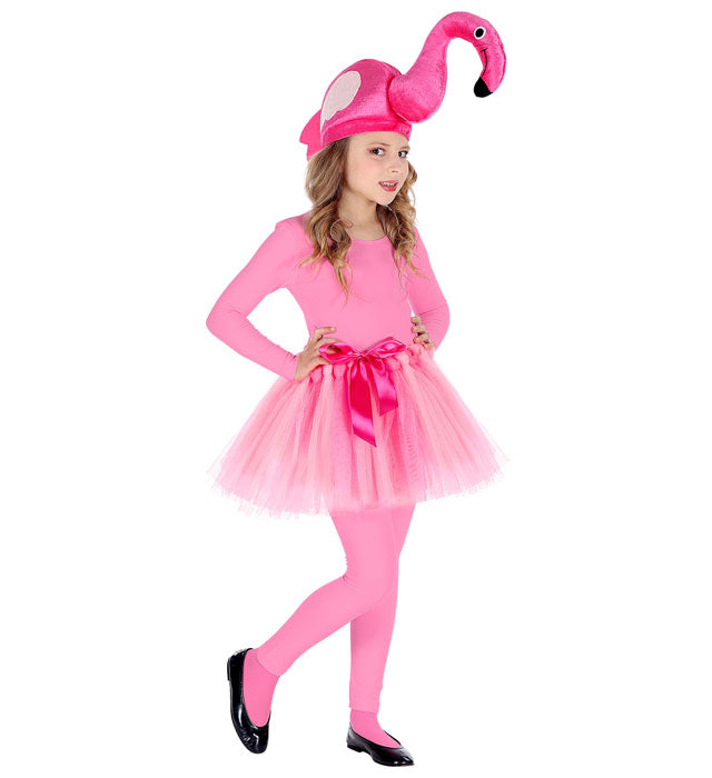 Pinkes Flamingo-Kostüm bestehend aus Tutu und Kopfbedeckung