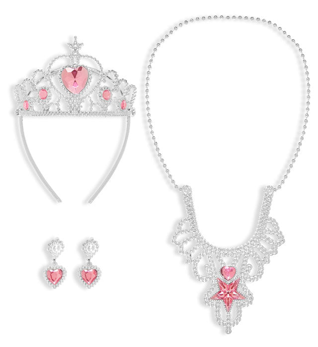 Kinderschmuckset Prinzessin mit Tiara, Halskette und Ohrringen
