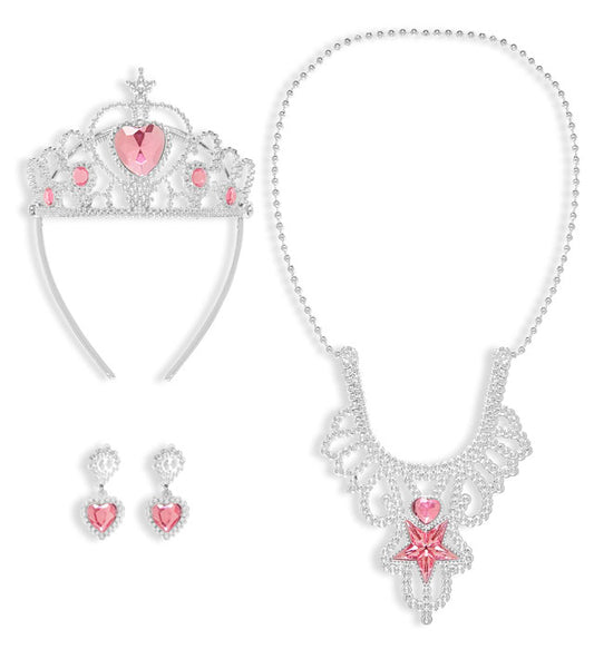 Kinderschmuckset Prinzessin mit Tiara, Halskette und Ohrringen