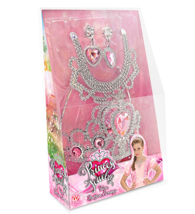 Kinderschmuckset Prinzessin mit Tiara, Halskette und Ohrringen