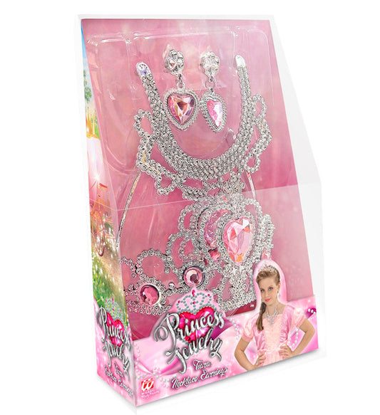 Kinderschmuckset Prinzessin mit Tiara, Halskette und Ohrringen