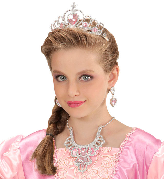 Kinderschmuckset Prinzessin mit Tiara, Halskette und Ohrringen