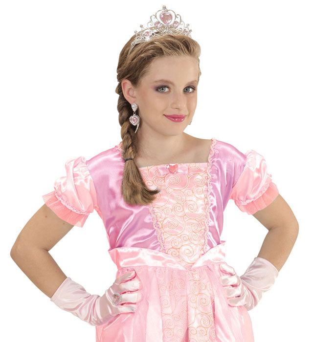 Prinzessinnen-Set Pink mit Tiara, Handschuhen und Ring für Kinder