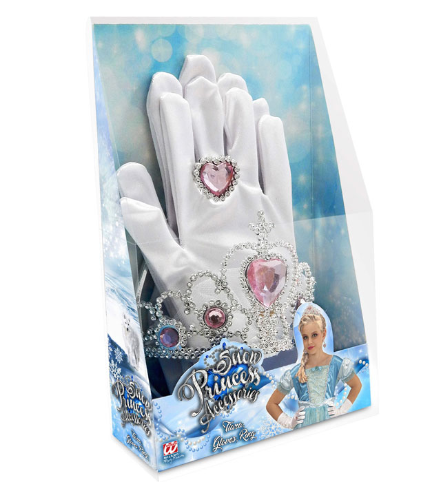 Schneeprinzessin Set mit Tiara, Handschuhen und Ring für Kinder