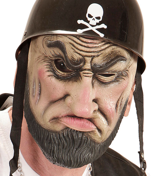 Halbmaske Outlaw Biker in Lederoptik für Fasnacht und Karneval