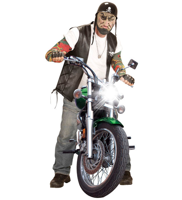 Halbmaske Outlaw Biker in Lederoptik für Fasnacht und Karneval