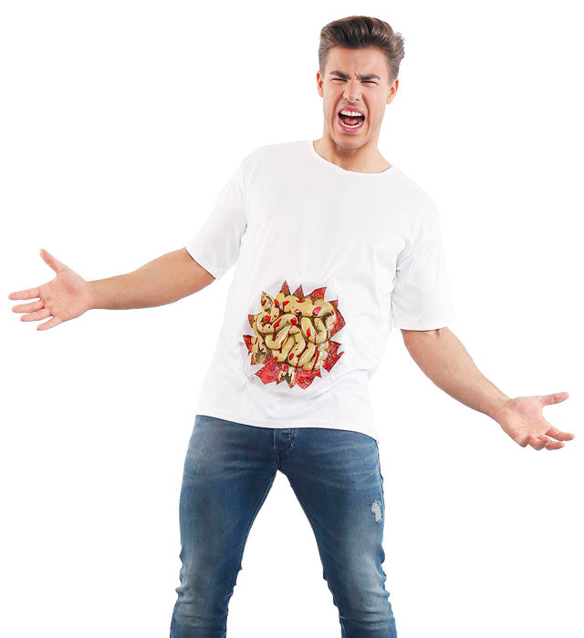 T-Shirt mit detailliertem Darm-Motiv für Fasnacht und Halloween