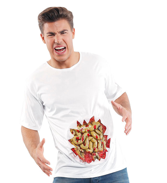 T-Shirt mit detailliertem Darm-Motiv für Fasnacht und Halloween