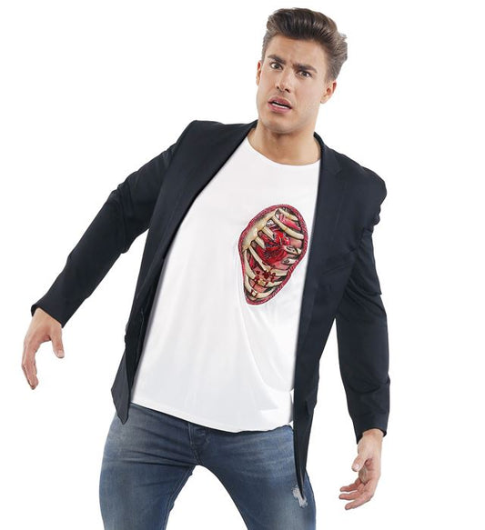 T-Shirt mit anatomischem Brustkorb, Herz und Lunge Motiv