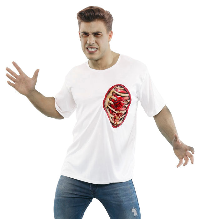 T-Shirt mit anatomischem Brustkorb, Herz und Lunge Motiv