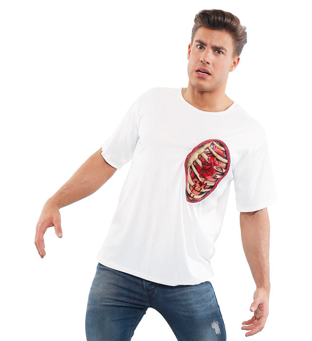 T-Shirt mit anatomischem Brustkorb, Herz und Lunge Motiv